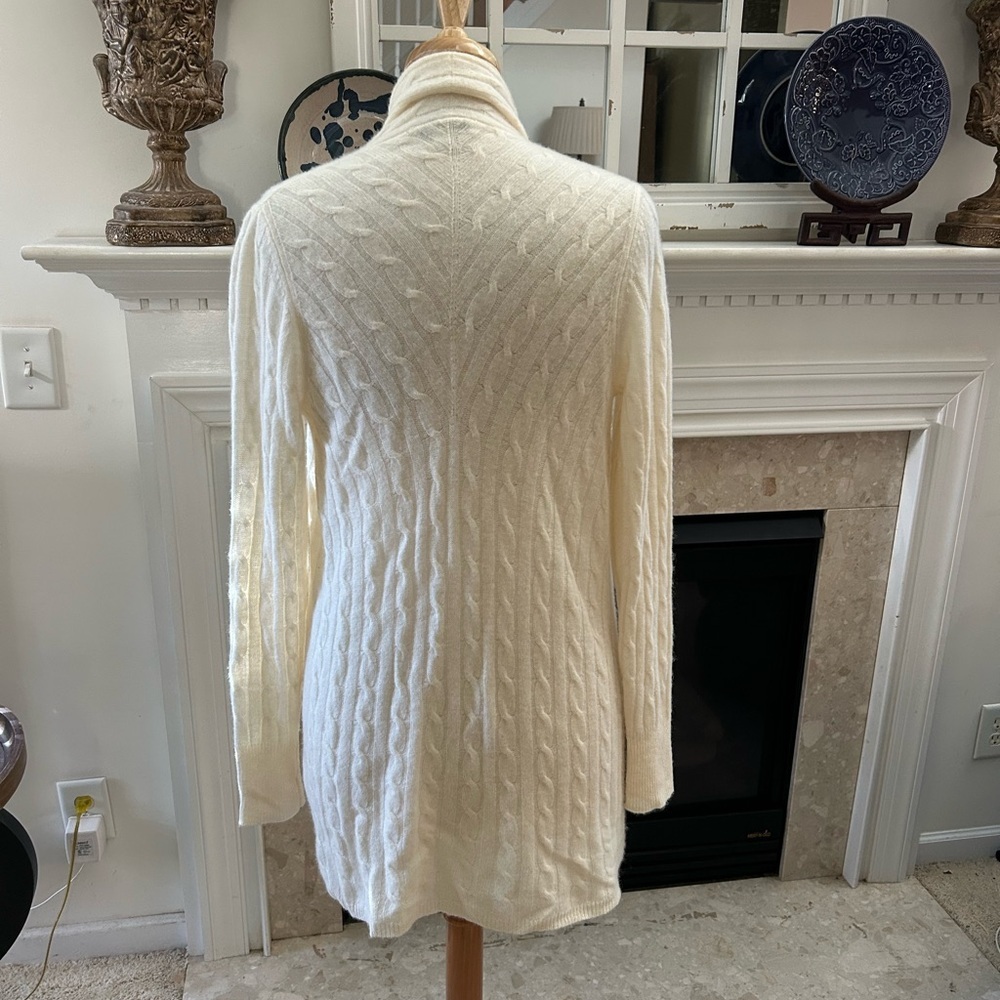 White + Warren Cashmere Textured Cream Cardigan - Picture 7 of 9